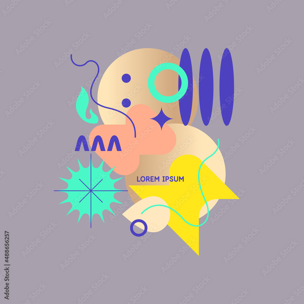 Poster modern geometric composition of various shapes. illustration for design. abstract background in the 
