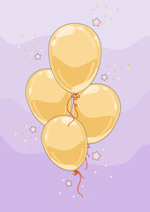 Kolorowe balony unoszące się w powietrzu. Wektorowa ilustracja imprezowych balonów wypełnionych helem. Dekoracje na urodziny, zabawę, sylwester, baby shower, walentynki, uroczystość, wesele, festiwal. - obrazy, fototapety, plakaty