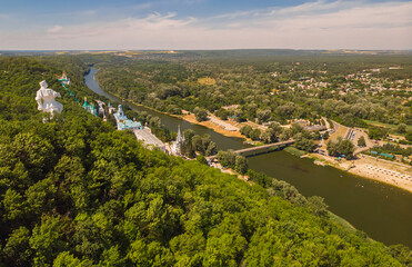 Holy Dormition Holy Lavra. Bird's-eye view, photographed on a drone, Ukraine.