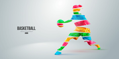 Abstract silhouette of a basketball player woman in action isolated white background. Vector illustration © Yevheniia