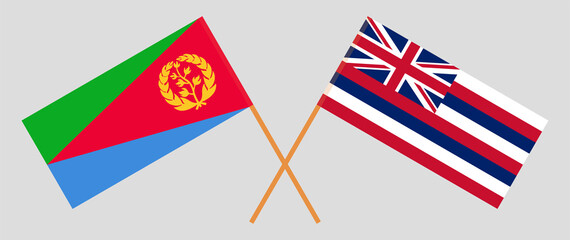 Crossed flags of Eritrea and The State Of Hawaii. Official colors. Correct proportion