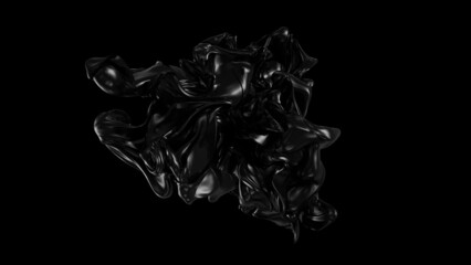 Abstract black flying liquid cloth background. 3d rendering