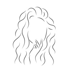 The silhouette of womans face and hairstyle. Icon for stylists design, logo, or business card. Vector illustration in the style of sketch, line art, minimalism