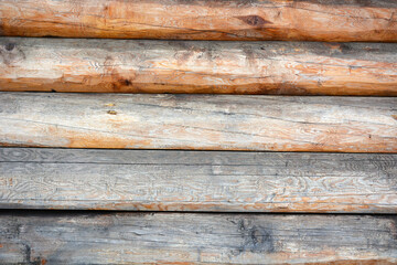 Obraz premium Background from old wooden boards (wooden beam). Vintage texture, background. Natural color