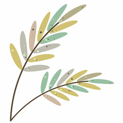 twigs and leaves flat pastel cartoon cute design