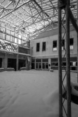 old abandoned building. Old stairs of an abandoned house. old room interior