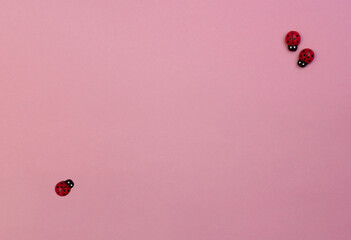 pink postcard with red ladybugs