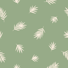 Abstract floral seamless pattern. Hand drawn green leaf background