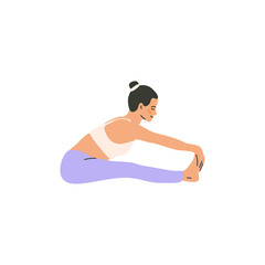 Yoga seated forward bend pose hand drawn illustration