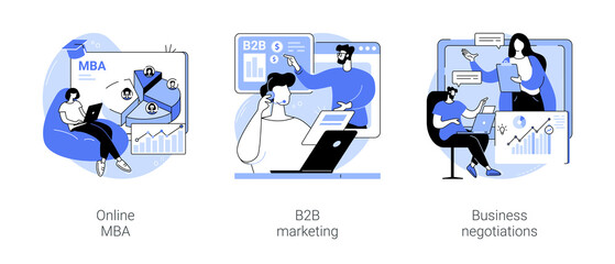 Online business courses isolated cartoon vector illustrations se