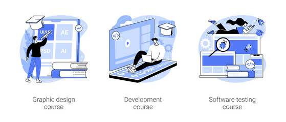 Professional IT courses isolated cartoon vector illustrations se