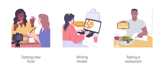 Food critic isolated cartoon vector illustrations set.