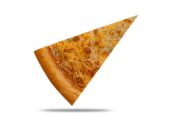pizza cheesy piece isolated on white background