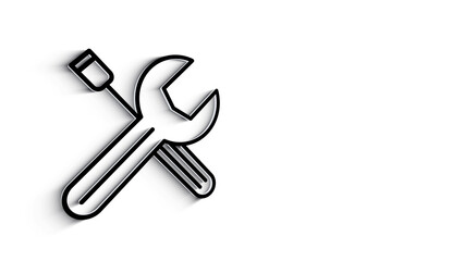 Outline web 3D shadow icons. Construction and home repair tools, building. Work safety. Motion graphics.