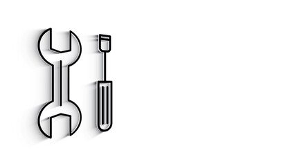 Outline web 3D shadow icons. Construction and home repair tools, building. Work safety. Motion graphics.