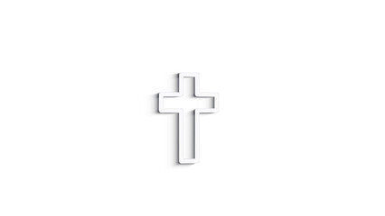 Obraz premium 3D Christian cross icon isolated on green background. Church cross. Motion graphics.