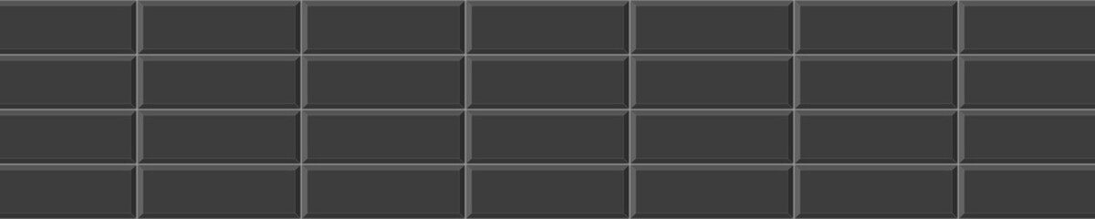 Naklejka premium Kitchen or bathroom black tile seamless pattern. Stone brick wall horizontal background. Vector flat illustration.