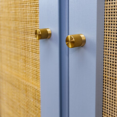 Blue painted furniture with rattan doors