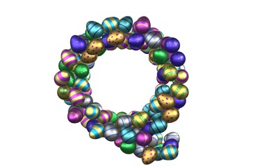 Shiny Easter Egg Themed Font Letter Q