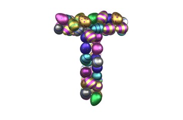 Shiny Easter Egg Themed Font Letter T
