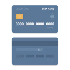 Credit card icon front and back. Realistic credit card with blank surface for you design. Business and finance concept. Vector