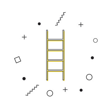 Ladder Icon Vector. Yellow Ladder Sign Icon With Geometric Shapes On White Background. Vector