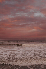 Pink Sky at Sunset at the Beach