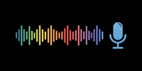 Voice assistant concept. Vector sound wave. Voice and sound recognition equalizer wave flow background. Personal assistant and voice recognition concept gradient vector
