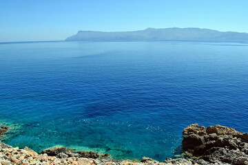 View on the an amazing scenery of Balos costal, beaches and turquoise sea