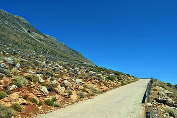 View on the an amazing road to the remote Balos lagoon on Crete