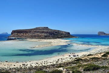 An amazing scenery of Balos lagoon, beaches and turquoise sea on Crete