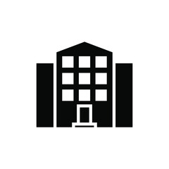 Hotel, Apartment, Townhouse, Residential Solid Icon Vector Illustration Logo Template. Suitable For Many Purposes.