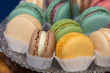 famous macarons on a platter at the restaurant 