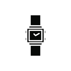 Watch, Wristwatch, Clock, Time Solid Icon Vector Illustration Logo Template. Suitable For Many Purposes.
