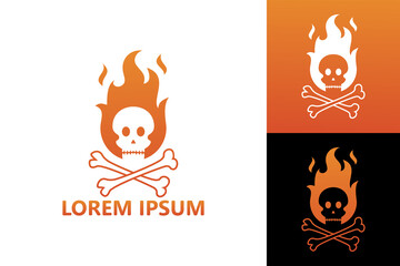 Fire skull logo template design vector