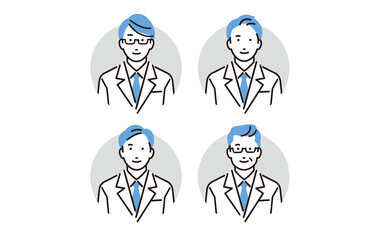 白衣の男性ドクターアイコンセット