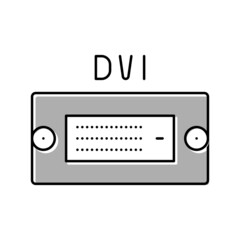 dvi computer port color icon vector illustration
