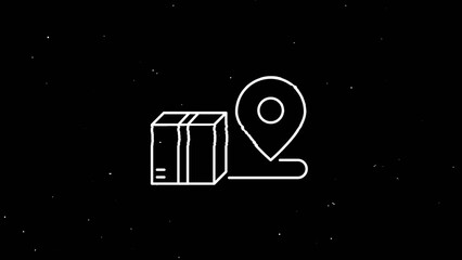 Map navigation glitch icon isolated on dark background. Outline web icon. Motion graphics.
