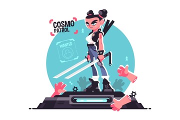 Girl ninja with pair of swords © Kit8 d.o.o.