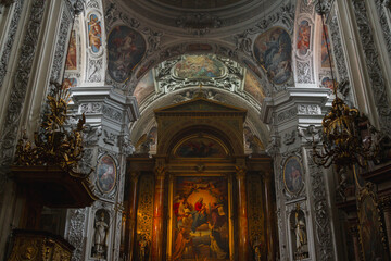 Fototapeta na wymiar Interior of Dominican Church. Church of St. Maria Rotunda, early Baroque style