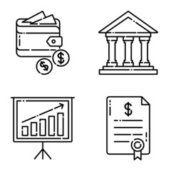 Business Flat Icon Set Isolated On White Background