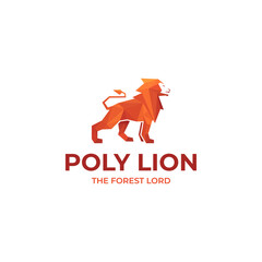 Geometric low poly lion logo vector template isolated on white background