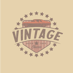 Obraz premium Vintage transportation signs collection for car service, auto parts, logo design template