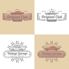 Obraz premium Mega pack Vintage transportation signs collection for car service, auto parts, logo design template