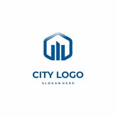 city logo design on isolated background, construction logo icon template, town simple logo 
