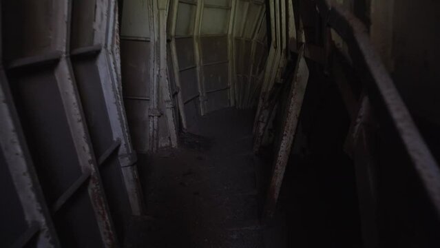 survival dark underground deserted bunker walking with flashlight hunted