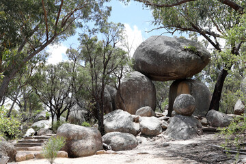 Beautiful Giraween National Park in Southern Downs Queensland, featuring native plants, gum trees and giant granite boulders