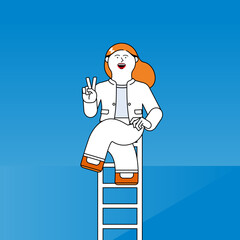 スーツを着ている女性_ピースサイン
