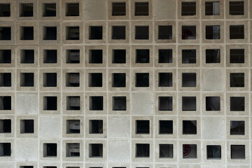 A house wall made of cement bricks
