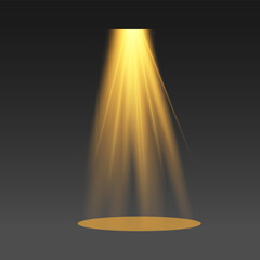 Vector spotlight. Light effect.Glow isolated yellow transparent light effect. Abstract special effect element design.